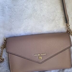Michael Kors Beige Crossbody Bag with Gold Accents